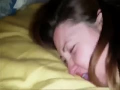 Dark head, drenched ass, lying face down, pounded doggy style